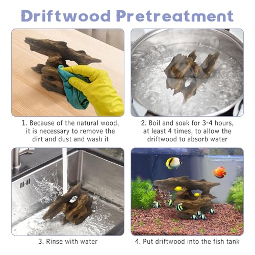 Natural Driftwood for Aquarium Decor 12 PCS Fish Tank Wood with Small Holey Aquarium Wood Aquascaping for Shrimp Betta Hermit Crab and Butterfly Fish - size: XS:3-6 inches-12pcs