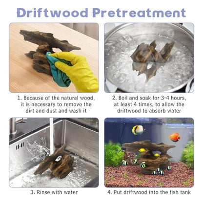 Natural Driftwood for Aquarium Decor 12 PCS Fish Tank Wood with Small Holey Aquarium Wood Aquascaping for Shrimp Betta Hermit Crab and Butterfly Fish - size: XS:3-6 inches-12pcs