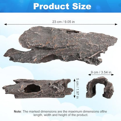 Fish Tank Decorations - Aquarium Cave Decor, Resin Hollow Tree Trunk Reptile Hide & Betta Log Hideout for 20 Gallon Tank, Fish Accessories Shelter Cave