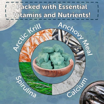 Spirulina Enriched Calcium Feeders for Shrimp, Snails, Crabs, Crayfish, Pleco, Catfish, All Tropical Fish…50 Count Bag