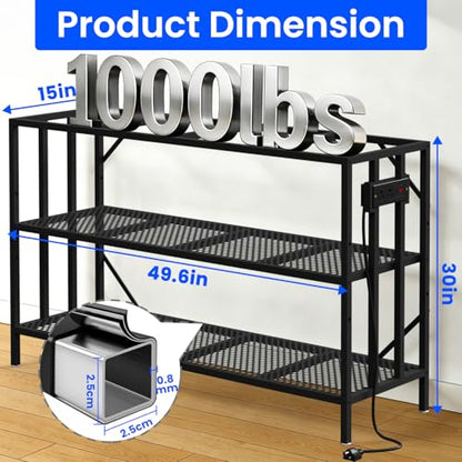 55-75 Gallon Aquarium Stand, 1000LBS Capacity Fish Tank Stand with 3-Tier Shelves & Integrated Power Strip, Heavy Duty Metal Frame for Fish Tanks and Reptile Terrariums