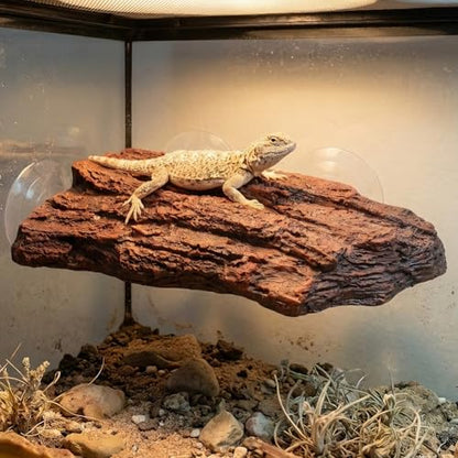 Turtle Basking Plat Form with 3 Suction Cups, Shale Climbing Ramp for Tortoises/Terrapins, Frogs & Newts, Aquarium Resting Terrace Decoration