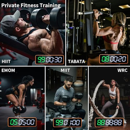 Gym Timer with Strong Magnet for Home Gym, Interval Timer Battery Supply | Workout Clock with Stopwatch, Count up/Down,Custom Interval for Fitness/Home/Boxing