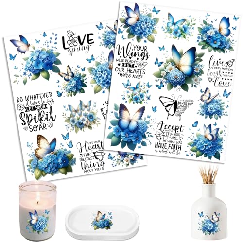 UV DTF Cup Wrap Transfer Stickers, 2 Sheets Butterfly Quotes Rub On Transfers for Tumblers Glass Cups Mugs Water Bottles - style: Butterfly Quotes
