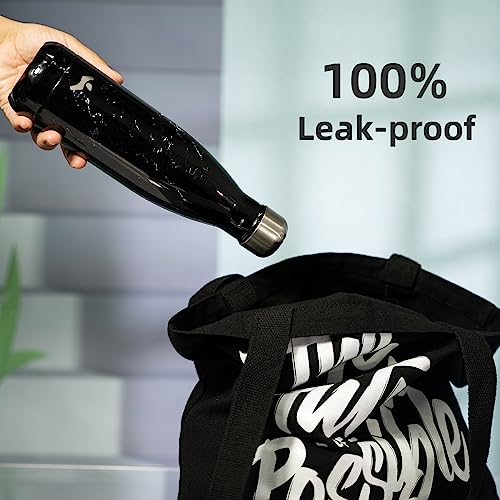 Konokyo 12 oz Insulated Stainless Steel Water Bottle, Midnight Black - color: Midnight Black, size: 12 Ounces