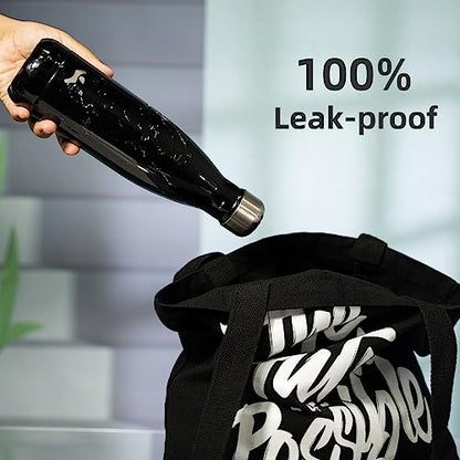 Konokyo 17 oz Insulated Stainless Steel Water Bottle, Midnight Black - color: Midnight Black, size: 17 Ounces