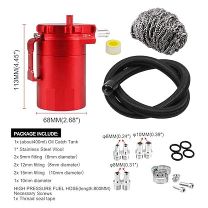 RULLINE Universal 350ml Oil Catch Can Tank 0046 Aluminum Polish Baffled Reservoir Red - color: Red, size: Basic version