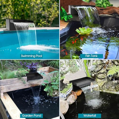 Pond Waterfall Spillway with Pump Kit, 304 Stainless Steel Pond Waterfall, Pond Spillway with 9.8FT Corrugated Tubing for Garden,Water Features (8“)-P42 - size: 8INCH