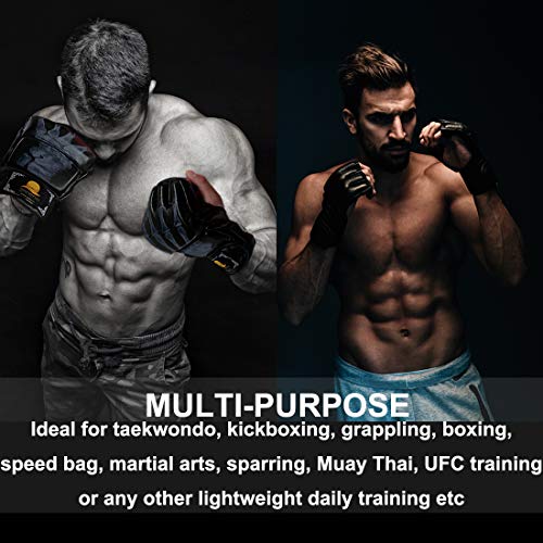 ZooBoo MMA Gloves, Half-Finger Boxing Fight Gloves MMA Mitts with Adjustable Wrist Band for Sanda Sparring Punching Bag Training - color: Black