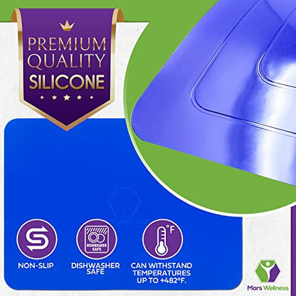 Mars Wellness Rectangular Non Slip Silicone Mat - Anti Slip Large Table Coaster Pad - 9.8" X 7" - Eating Aids, Baking, Crafts, Table, Counter or Any Surface - Blue