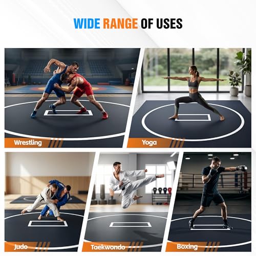 Martial Arts Mat, Foldable Wrestling & Grappling Mat with Thick XPE Foam, Non-Slip Home Gym Training Mat for BJJ, MMA, Judo & Fitness - size: 10ft*5ft