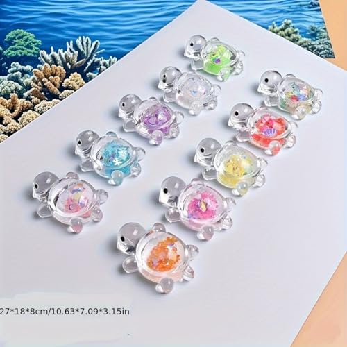 10PCS Phosphorescent Turtle Figurines - Glitter Resin Decor for Aquariums & Night Gardens | Mini Landscape Accents
