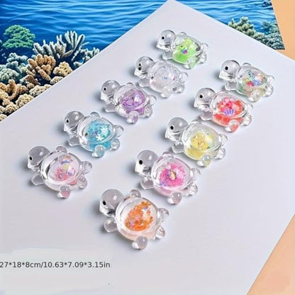 10PCS Phosphorescent Turtle Figurines - Glitter Resin Decor for Aquariums & Night Gardens | Mini Landscape Accents
