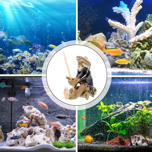 DOITOOL 2 Pcs Mini Fisherman Figurine Ceramic Mudmen Statue for Bonsai Figurines Accessories Asian Zen Aquarium Decor Micro Landscape Fairy Garden Ornament Fish Tank Fishing Miniature