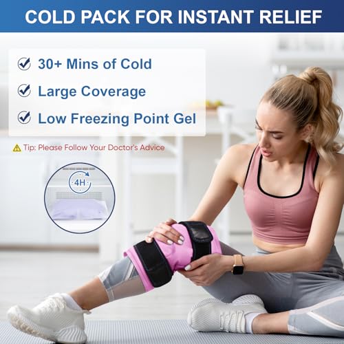 APEXUP Ice Pack for Knee Pain Relief, Large Reusable Wrap After Surgery, Flexible Gel Cold Pack for Injuries, Pain Relief for Back, Shoulder, Elbow, Ankle and Leg (Pink, L, 2PK) - size: Large-2PK, style: Pink