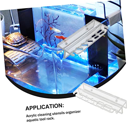 COLLBATH Fish Tank Tool Organizer Stand Acrylic Scissors and Tweezers Storage Rack for Aquarium Maintenance Compact Design Multiple for Water Plant Tools