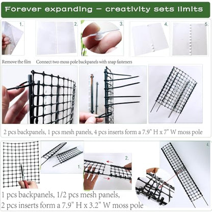 Expandable D Shaped Moss Pole, Customizable Width Moss Pole Monstera Plant Support, Stack up to 47 inches in Height, Widen to Any Size, DIY Thickened Transparent Plant Support for Climbing Plants