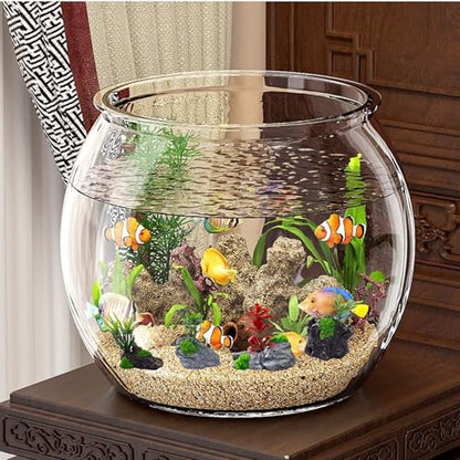 4Pcs Miniature Artificial Stone Rocks and Trees with Plants – Decorative Landscape Ornaments for Fairy Garden Accessories, Aquarium Decorations, Glass Dome Displays, DIY Craft Projects, Tabletop Décor