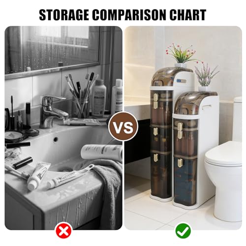 Slim Bathroom Storage Cabinet,Waterproof Narrow Bathroom Drawers,Suitable for Small Spaces,Ideal for Bathrooms, Living Rooms,Toilet,Kitchen or Bedrooms (4-Tiers)