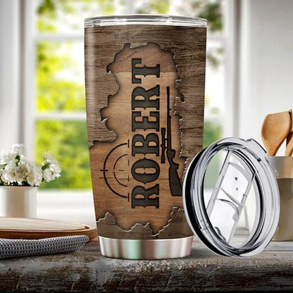 Personalized Hunting Gifts for Men 20oz Stainless Steel Insulated Coffee Cup Mug Travel Water Bottle Tumbler with Lid Gift for Husband Son Dad Christmas Birthday Father's Day Valentine - color: HUNTING