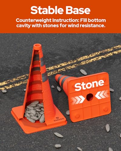 2 Pack 28In Collapsible Traffic Safety Cones with Reflective Collar - size: 28 Inch