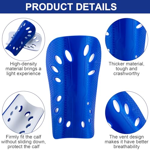 ANCIRS 2 Pair Soccer Shin Guards for Youth, Breathable Shin Guard Sleeves for Football Games, Protective EVA Cushion for Youth Men & Women - color: White & Blue