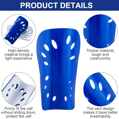 ANCIRS 2 Pair Soccer Shin Guards for Youth, Breathable Shin Guard Sleeves for Football Games, Protective EVA Cushion for Youth Men & Women - color: White & Blue