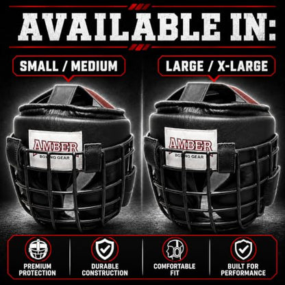 Heavy Leather Headgear with Removable Face Mask, Adjustable Hook & Loop Closure - Ideal for Boxing, Kickboxing, MMA Training