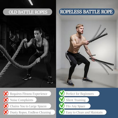 Ropeless Battle Ropes for Home Gym, Cordless Battle Rope for HIIT & Cardio (2 Ropes) - style: 2 Ropes