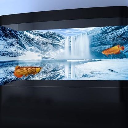 48X24IN Blue Sky White Iceberg Aquarium Background, Snow Mountain Fish Tank Decorations Background, Christmas Art Terrarium Background with 8 EVA Double-Sided Tape - size: 48X24in/120X60cm