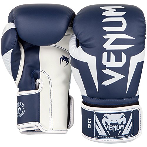 Venum Elite Boxing Gloves - color: White/Navy Blue, size: 10-Ounce