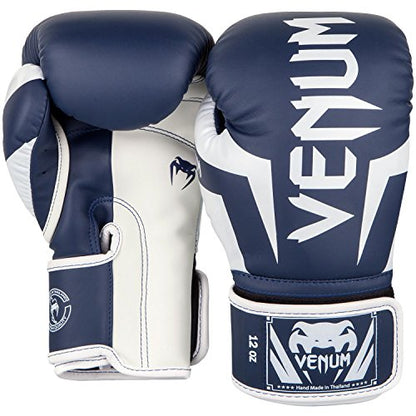 Venum Elite Boxing Gloves - color: White/Navy Blue, size: 10-Ounce