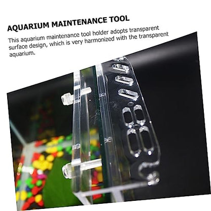 Totority Acrylic Aquarium Tool Holder Lightweight Wall-Mounted Storage Rack for Fish Tank Cleaning Tools and Plant Maintenance Compact Organizer Easy Installation and Removable Design