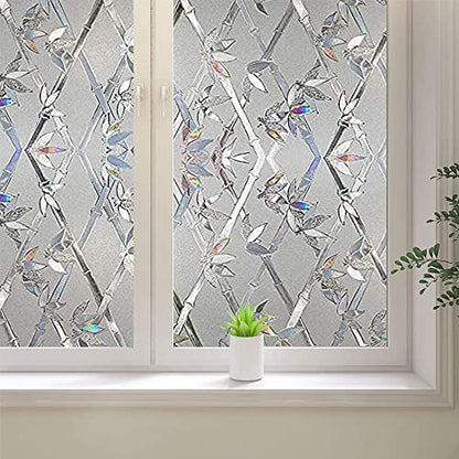 Window Privacy Film, 3D Stained Glass Film, Vinyl Decorative Window Decals, Static Cling Window Film Non-Adhesive Removable (23.6 x 157.4 inch) - size: 23.6'' x 157.4'' (60 x 400 cm)