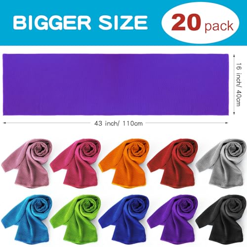 Honoson 20 Packs Cooling Towel for Neck Face - size: 16 x 43 inch