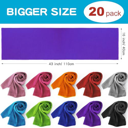 Honoson 20 Packs Cooling Towel for Neck Face - size: 16 x 43 inch