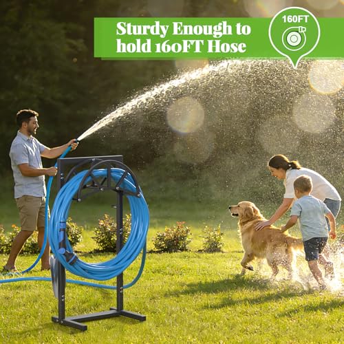 Mr IRONSTONE Garden Hose Holder Freestanding with 4 Spikes, Upgraded Water Hose Holder with Stainless Steel Screws, Heavy Duty Hose Stand Holds (Deep Black) - color: Deep Black