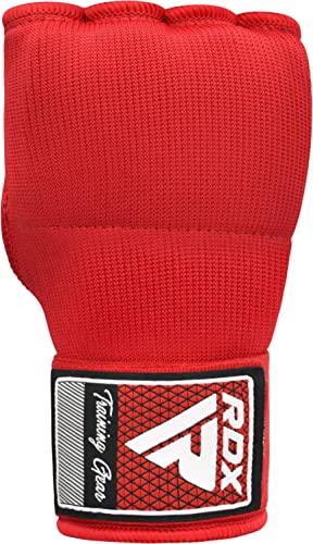 RDX Gel Boxing Hand Wraps Inner Gloves Men Women, Quick 100cm Long Wrist Straps, Elasticated Padded Fist Under Mitts Protection, Muay Thai MMA Kickboxing Martial Arts - color: Red, size: Large