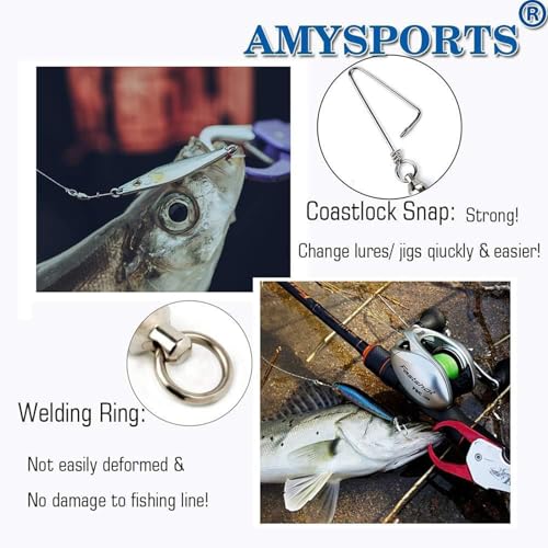 AMYSPORTS High Strength Fishing Snap Swivels - Stainless Steel Ball Bearing Swivels - Saltwater & Freshwater Fishing - size: Size 4+4 (99lb) 50 pcs