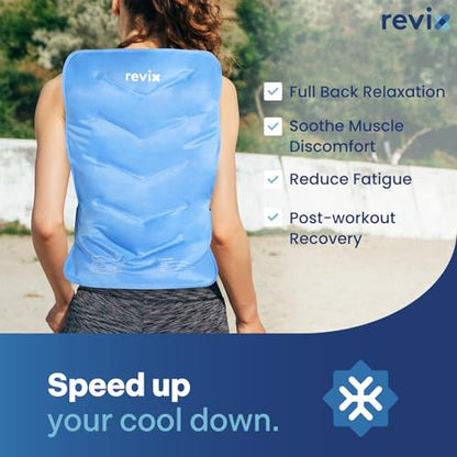 REVIX XXL Full Back Ice Pack Wrap, Large Gel Packs for Injuries Reusable - style: Blue