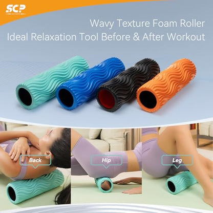 SUBCULTUREPICK 15" Foam Roller - Medium Density Deep Tissue Muscle Massage | Foam Rollers for Exercise, Muscle Massage and Myofascial Wave Textured Release, Back Roller for Pain Relief & Stretching - color: Turquoise