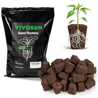 VIVOSUN Seed Rooter, Plant Starter Plugs, Support Robust Roots for Seedlings and Cuttings, 40 Cubes, Designed for VSeed Smart Box & Seed Starter Trays
