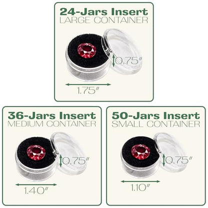 2-Pack 24-Jars Velvet Foam Padding Jewelry Container Inserts - Tray/Case Liners - Large Gem, Beads, Collectibles Storage Box (Black) by The Display Guys - color: Black, size: Jars - 24