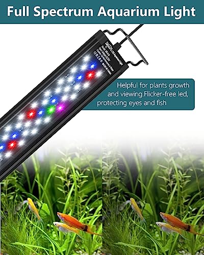 SEAOURA Led Aquarium Light for Plants-Full Spectrum Fish Tank Light with Timer Auto On/Off, 36-42 Inch, Adjustable Brightness, White Blue Red Green Pink LEDs with Extendable Brackets for Freshwater - size: for 36-42 inch tank