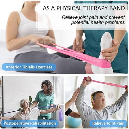 Resistance Bands Set for Physical Therapy, Rehab, Yoga and Pilates - color: Gradient Pink 5-80lbs - Includes Accessories