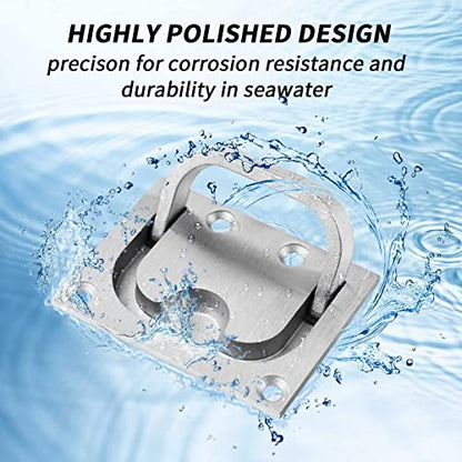 Stainless Steel Hatch Pull Flush Lift Solid Boat Ring Hatches Handles for Boat Deck Hatch Flush Ring Pull Home Furniture Drawer Cabinet Recessed Lid Handle (2 Pack of Flush Ring Pull)