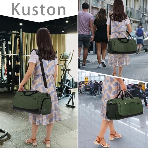Sports Small Gym Bag for Men and Women Travel Duffel Bag Workout Bag with Shoes Compartment&Wet Pocket - color: green