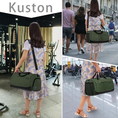 Sports Small Gym Bag for Men and Women Travel Duffel Bag Workout Bag with Shoes Compartment&Wet Pocket - color: green