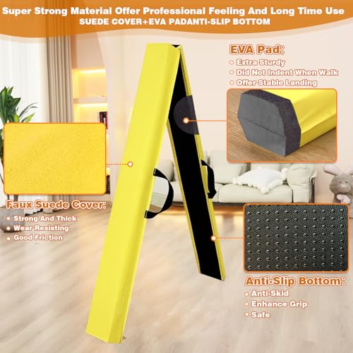 Marfula 6 FT / 8 FT / 9 FT Folding Gymnastics Beam Foam Balance Floor Beam - color: Light Yellow, size: 9 Ft