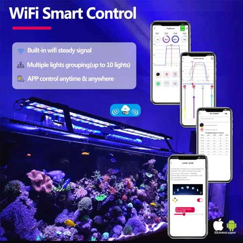 H75 Reef Aquarium Fish Light Full Spectrum Coral Light for 36inch 3ft 90CM Marine Fish Tank Lamp, Smart-APP Control